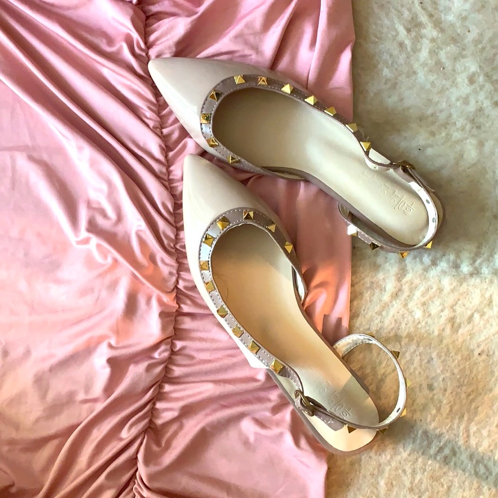 Studded pointed toe flats